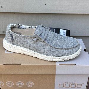 Hey Dude Wendy L Linen Womens Casual Shoes Size 6 Iron Gray Mocassin New